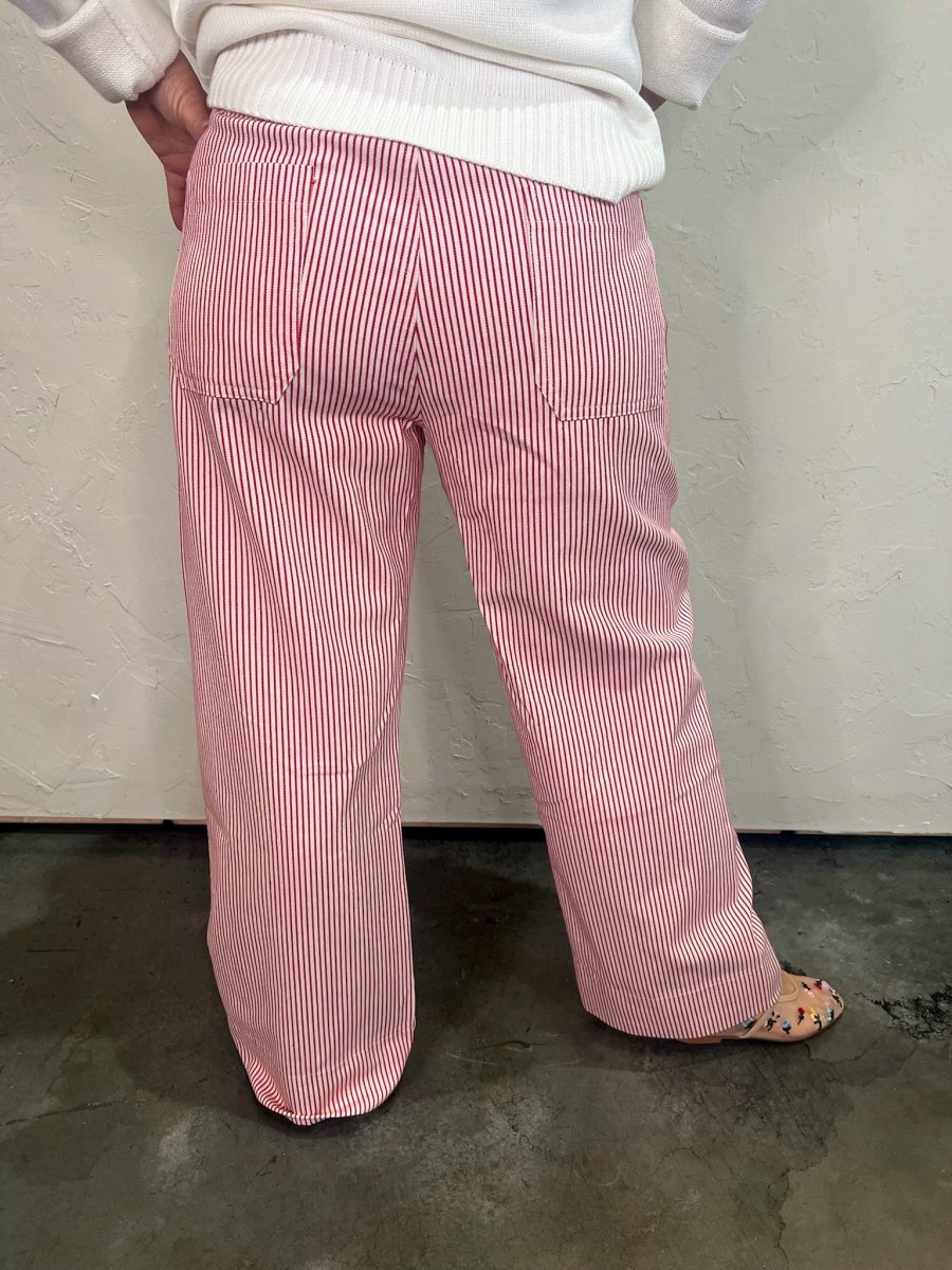 Wishing Well Striped Pants - Red - Revel Boutique