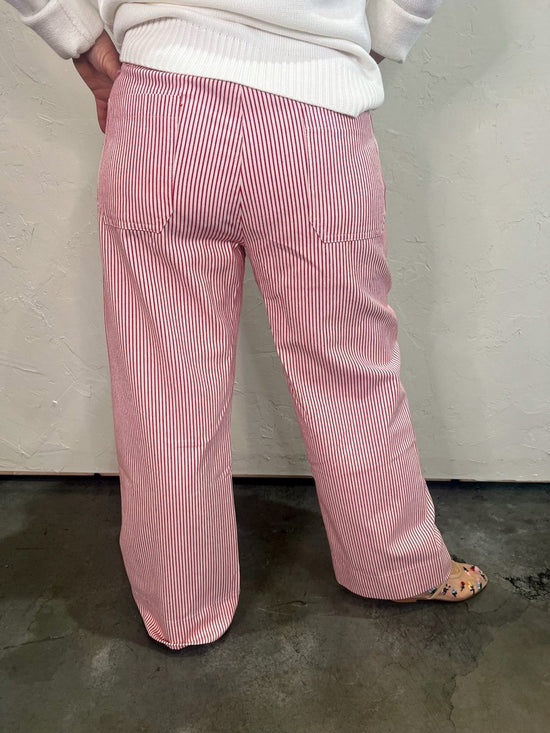 Wishing Well Striped Pants - Red - Revel Boutique