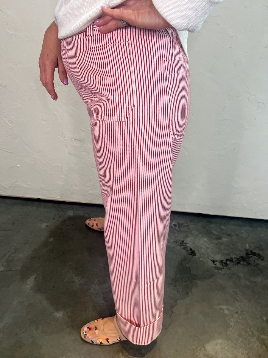 Wishing Well Striped Pants - Red - Revel Boutique