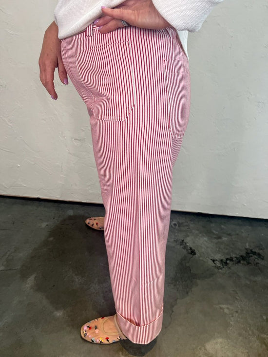 Wishing Well Striped Pants - Red - Revel Boutique