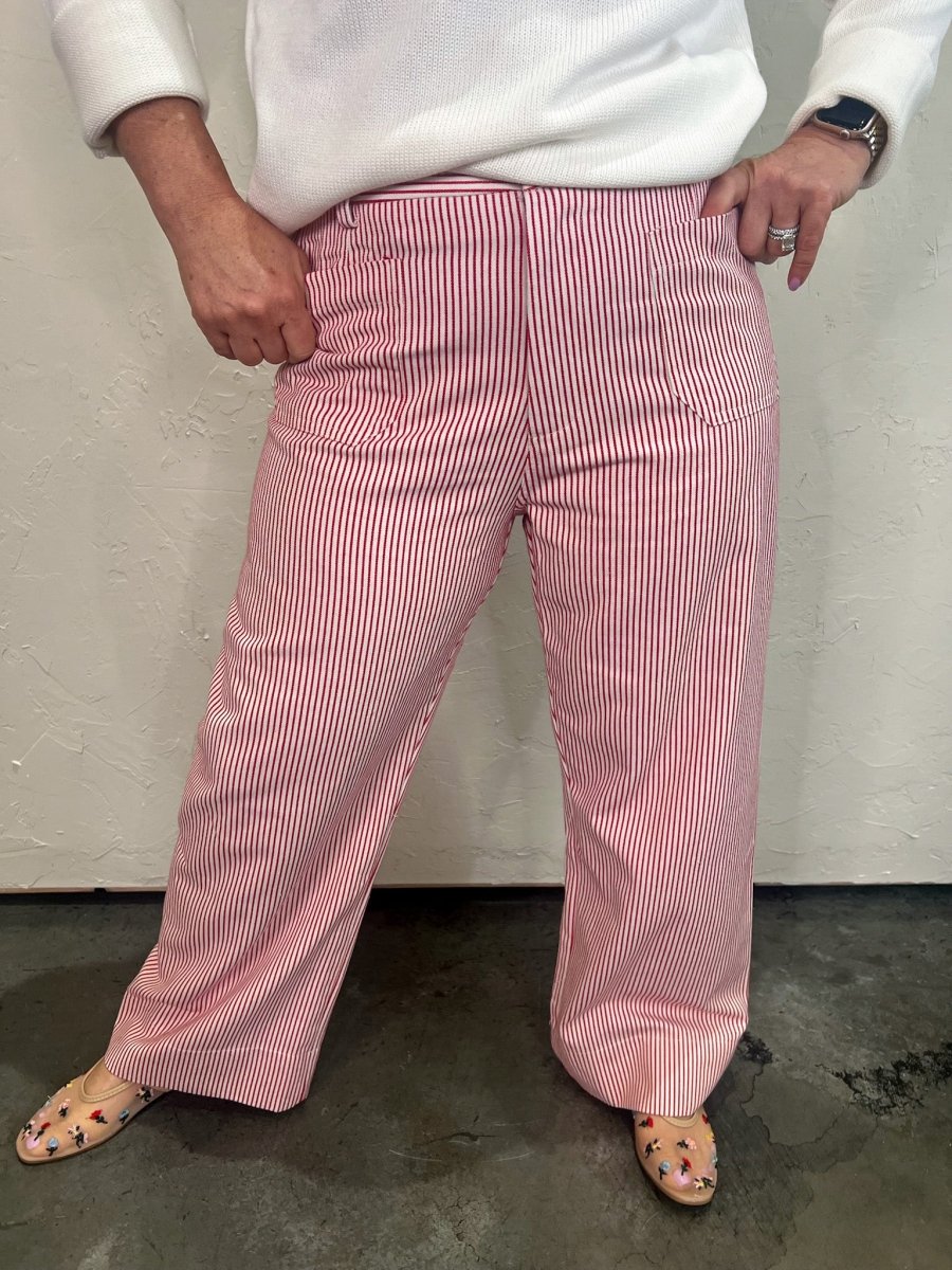 Wishing Well Striped Pants - Red - Revel Boutique