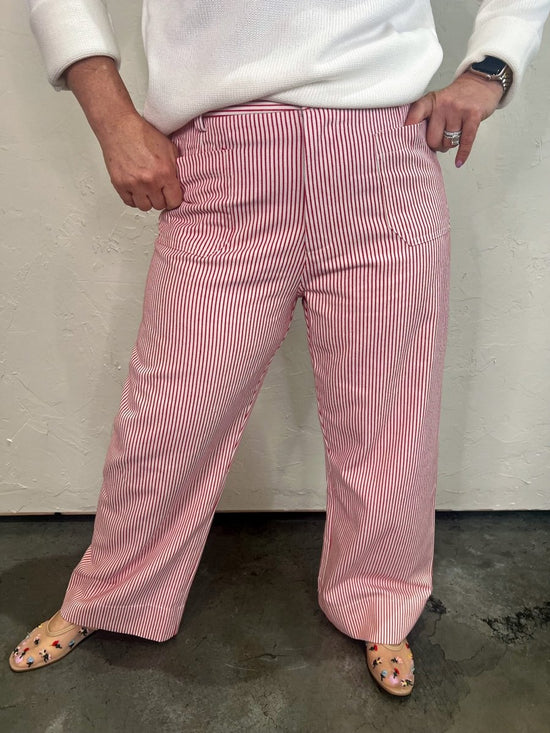 Wishing Well Striped Pants - Red - Revel Boutique
