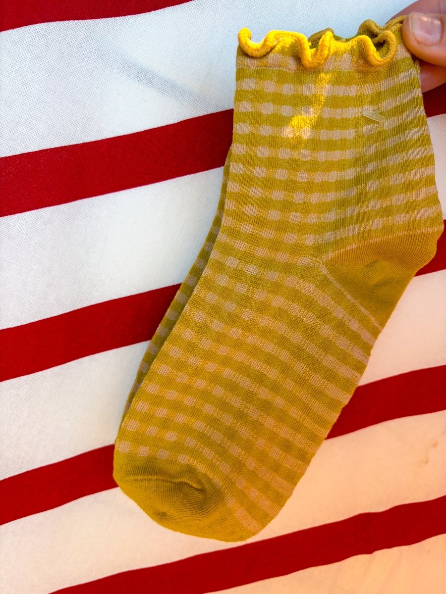 Yellow Gingham Ruffle Socks - Revel Boutique