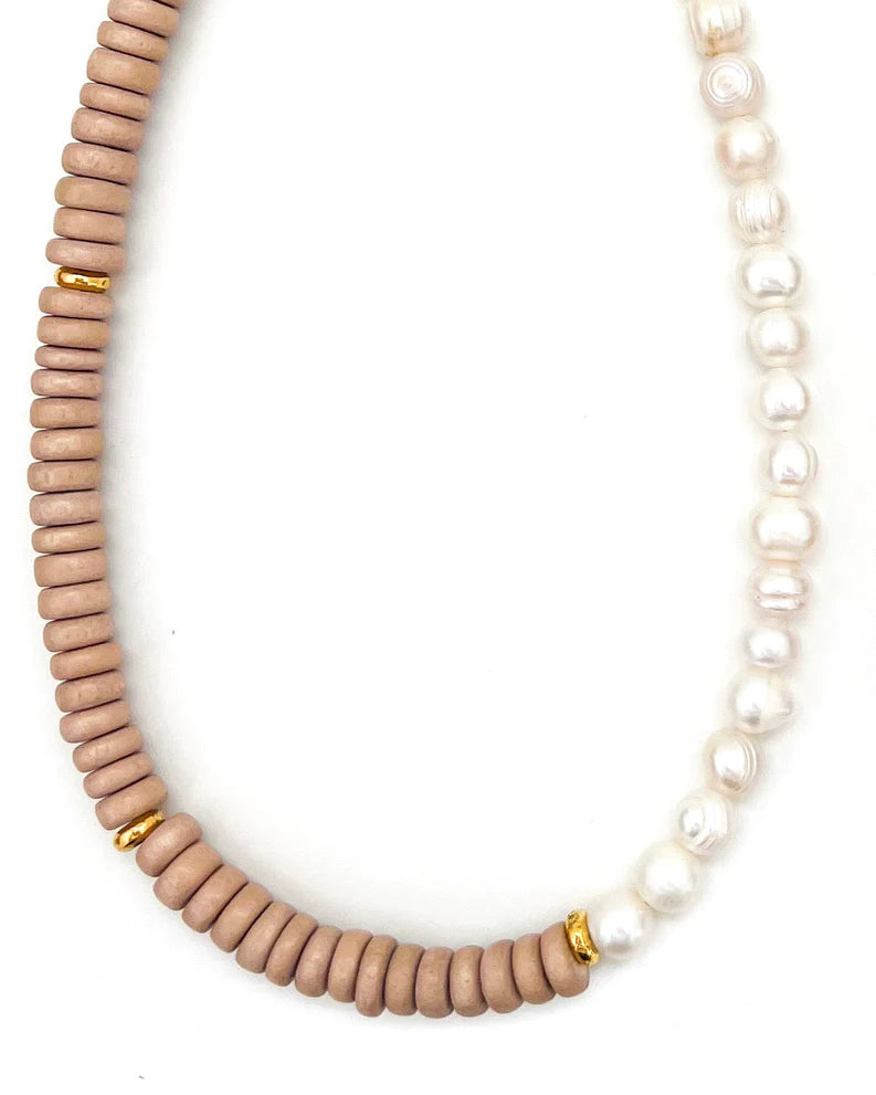 Beljoy: Sophia Half+Half Necklace - Pearl
