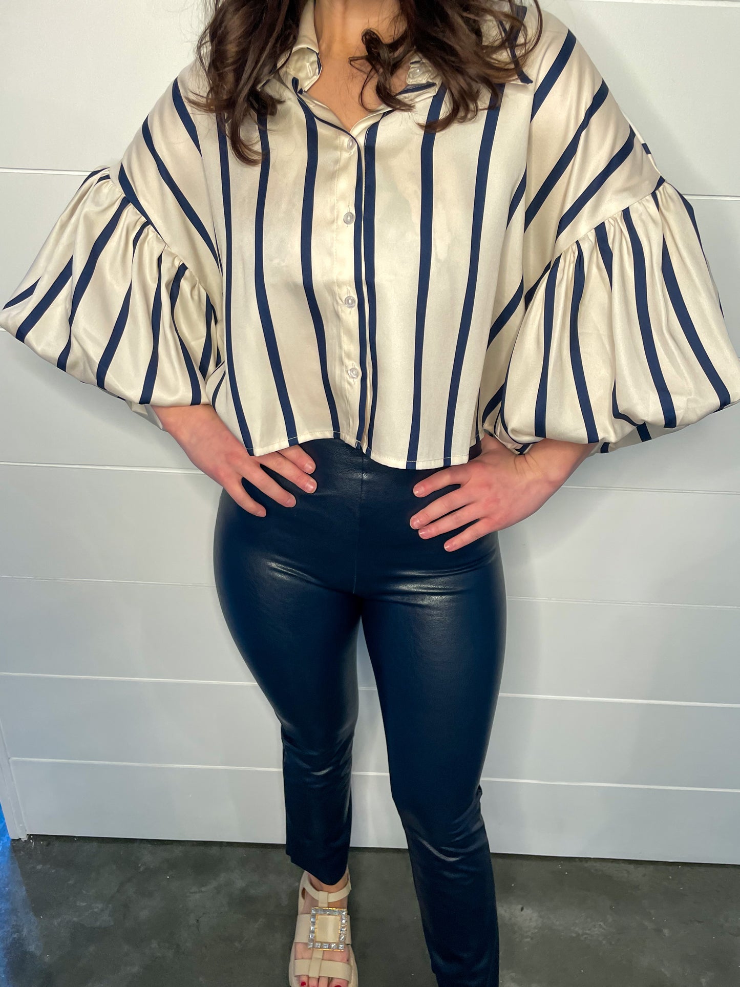 Commando: Faux Leather Cropped Flare - Navy - Revel Boutique