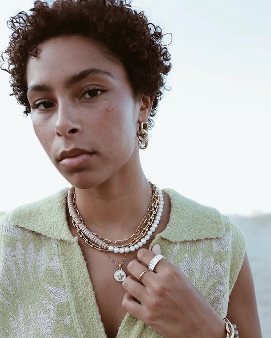 Beljoy: Sophia Half+Half Necklace - Pearl