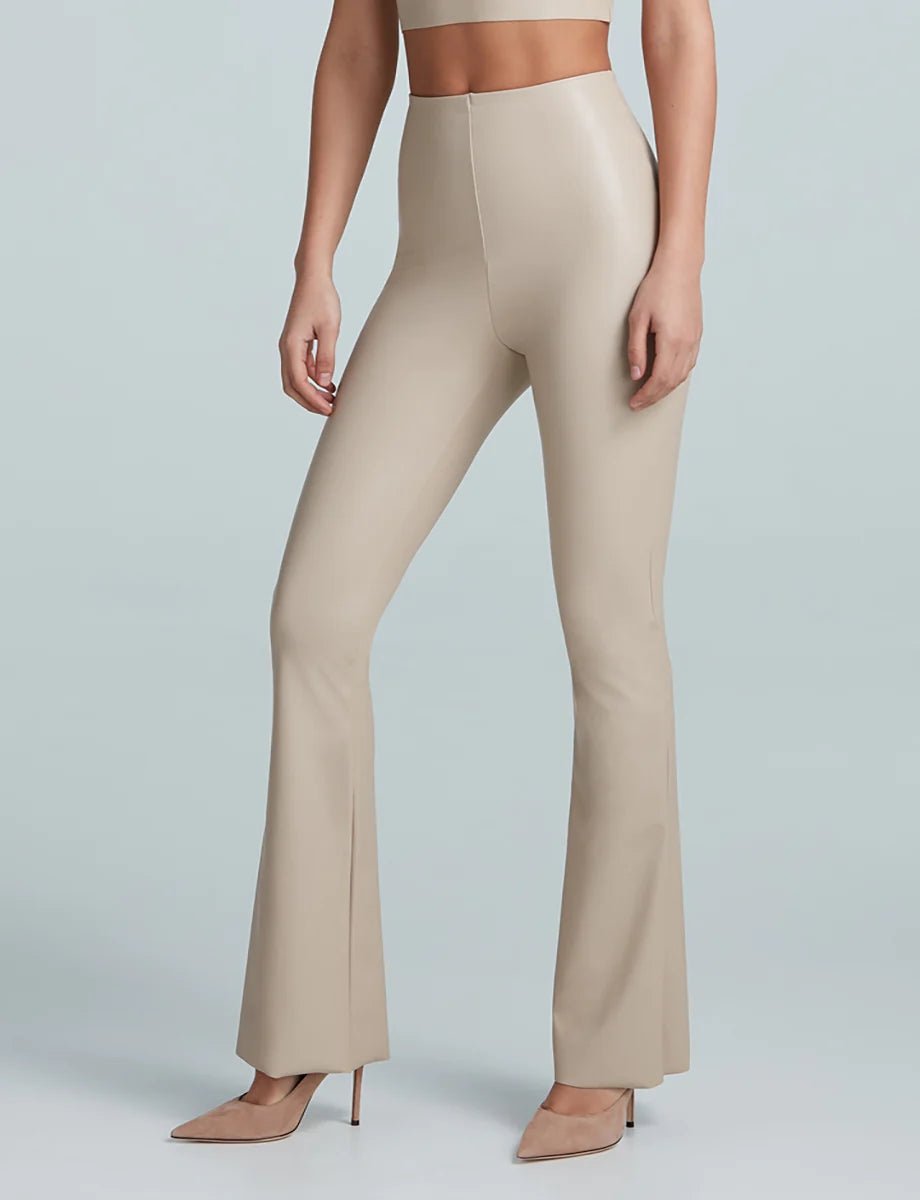 Load image into Gallery viewer, Commando: Faux Leather Flare Legging - Sand

