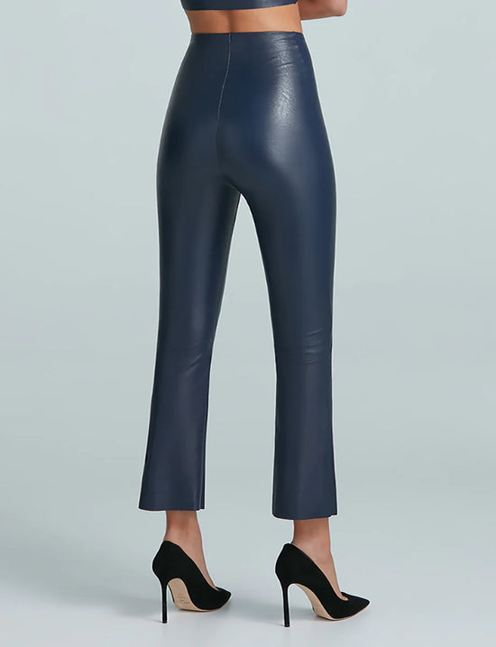 Commando: Faux Leather Cropped Flare - Navy