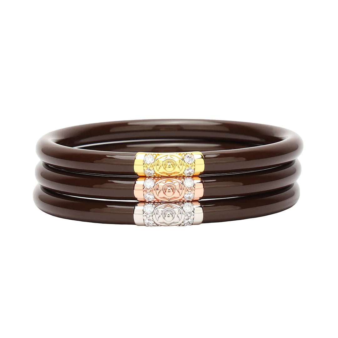 BuDhaGirl: Chocolate Three Kings All - Weather Bangles (Set of 3) - Revel Boutique