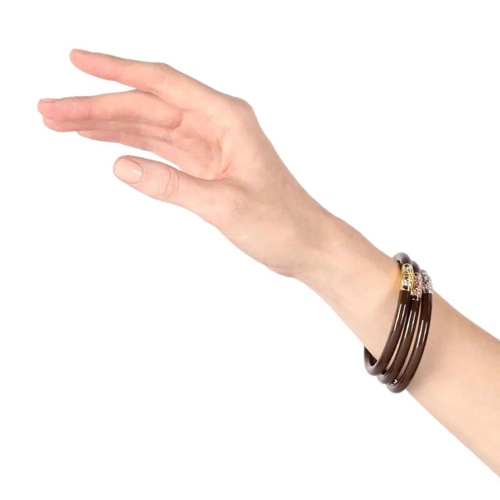 BuDhaGirl: Chocolate Three Kings All - Weather Bangles (Set of 3) - Revel Boutique