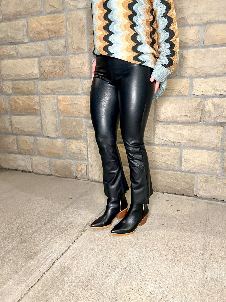 Commando: Faux Leather Cropped Flare - Black - Revel Boutique