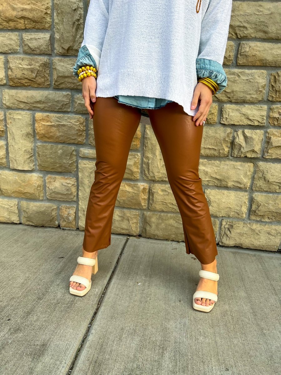 Commando: Faux Leather Cropped Flare - Cocoa - Revel Boutique