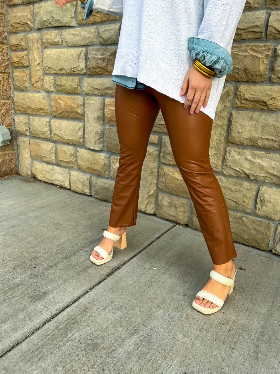 Commando: Faux Leather Cropped Flare - Cocoa - Revel Boutique
